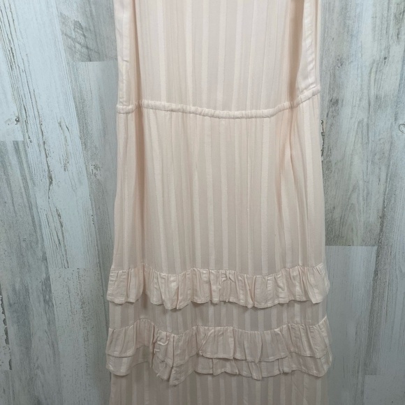 NWT PAIGE Illyria Split Neck Tiered Ruffle Midi Dress size XXS Cream Tan Blush - Picture 11 of 11